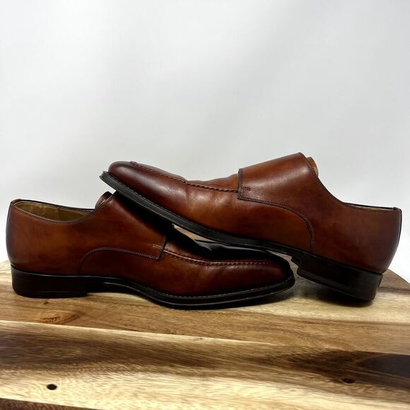 MAGNANNI PALMER Loafers Mens 9.5 M Brown Double Monk Strap Leather Made In Spain - Picture 8 of 12